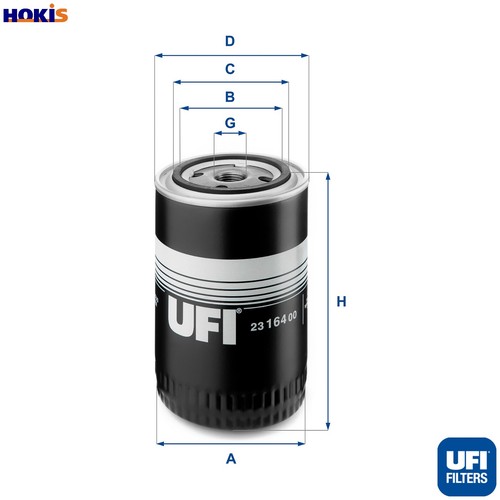 Oil filter 164 for vw - filter, 23.164.00